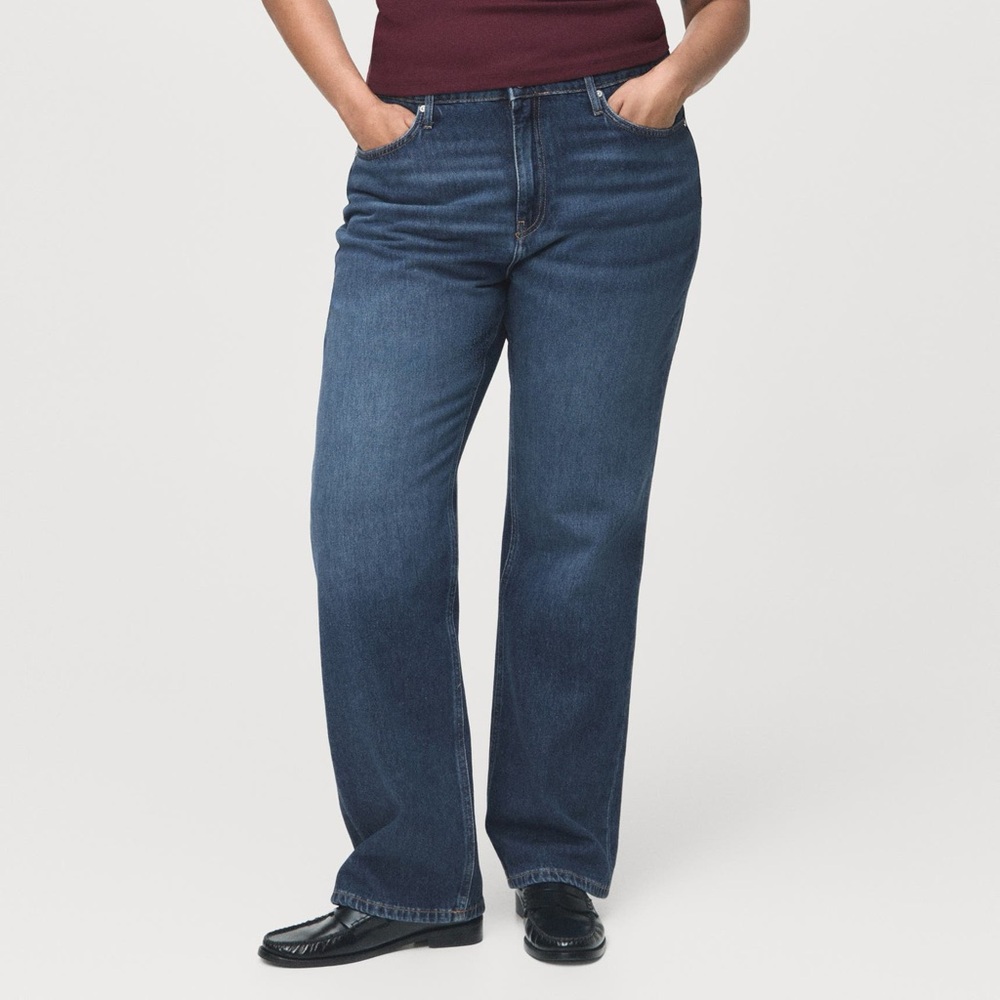 Mango Matilda Straight Leg Jeans Blue Denim Mid Rise Womens Size 14 NEW